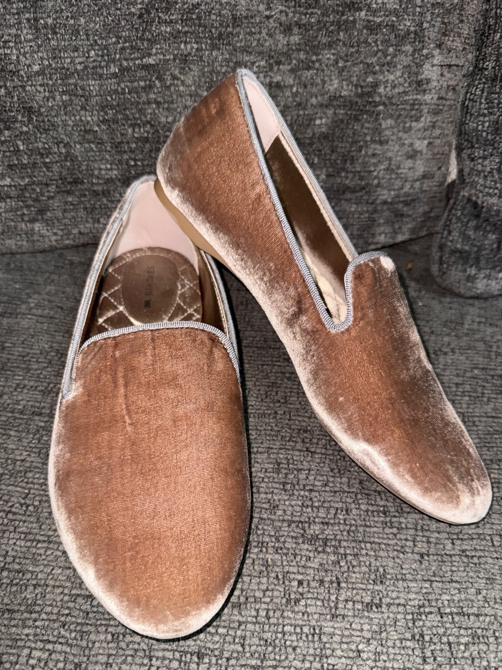 Birdies The Starling Velvet Flats Slippers Taupe Women's Size 6 Loafers